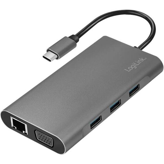 LogiLink UA0383 USB-C 10-in-1 Dock 4K HDMI VGA GbE