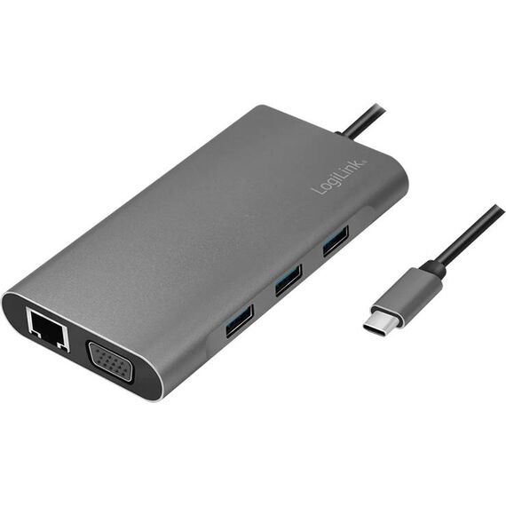 LogiLink UA0383 USB-C 10-in-1 Dock 4K HDMI VGA GbE