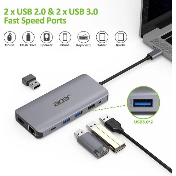 Acer 12-in-1 USB-C Docking Station Silver HP.DSCAB.009