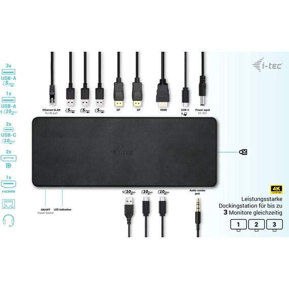 i-tec USB-C Triple Display Docking Station Gen 2 Pro 100W