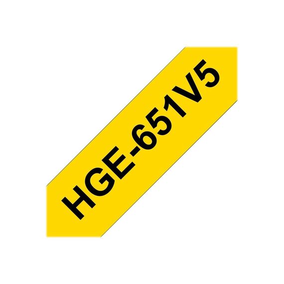 Brother HGE-651V5 Black on Yellow P-touch Tape 24mm