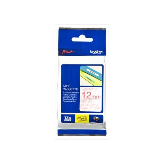 Brother TZe-132 Red on Clear Laminated Label Tape 12mm x 8m