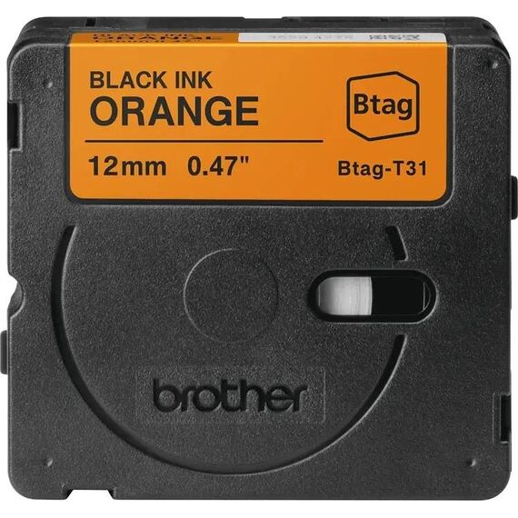 Brother Btag-T31 Black on Orange Label Tape 12mm x 4m