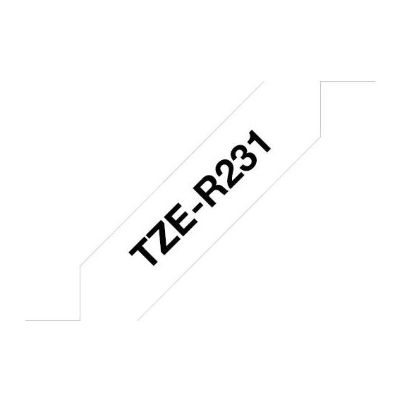 Brother TZe-R231 Black on White Satin Ribbon 12mm x 4m