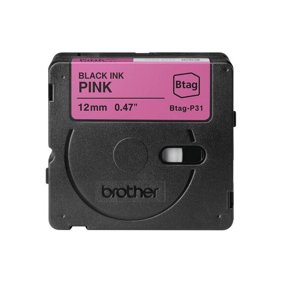 Brother Btag-P31 Black on Pink Label Tape 12mm x 4m