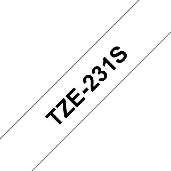 Brother TZe-231S Black on White Laminated Tape 12mm x 4m