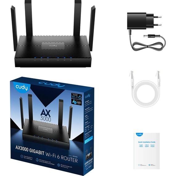 Cudy WR3000 AX3000 Wi-Fi 6 Gigabit Mesh Router Black
