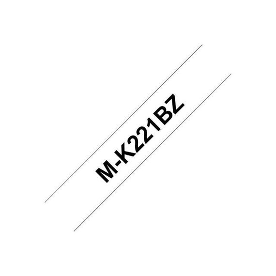 Brother M-K221BZ Black on White Non-Laminated M Tape 9mm x 8m