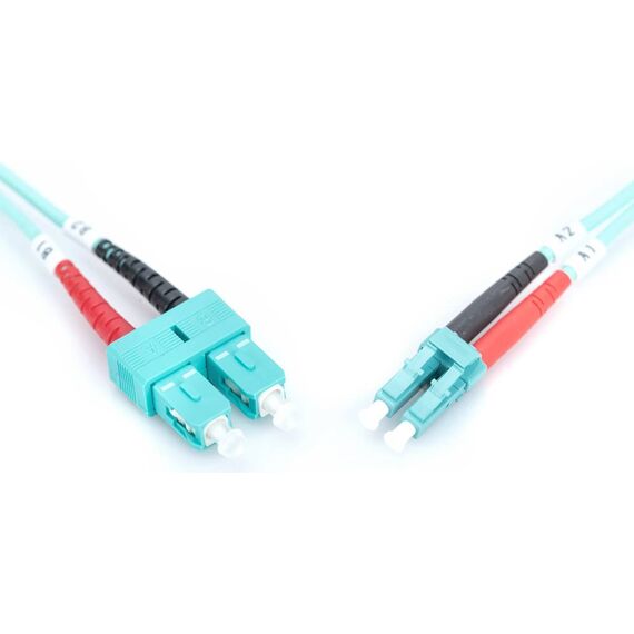 DIGITUS DK-2532-01/3 OM3 LC-SC Duplex Fibre Optic Patch Cable 1m Aqua