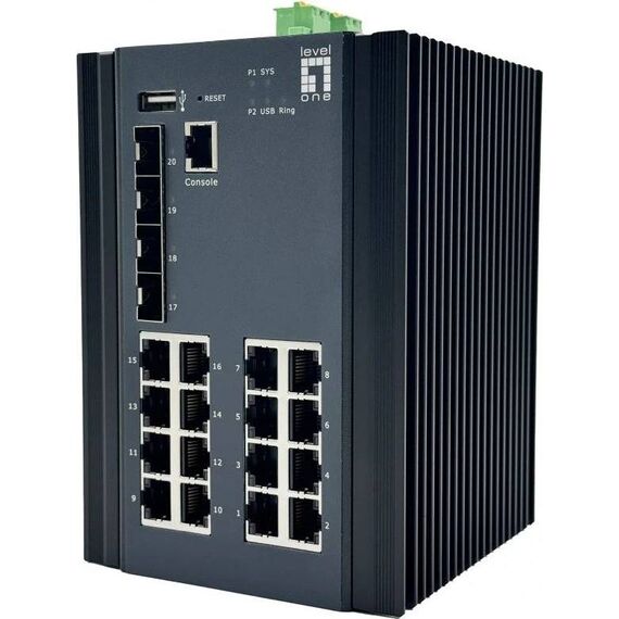 LevelOne IGU-2071 20-Port L2+ Managed Industrial Gigabit Switch 4-Port 2.5G SFP