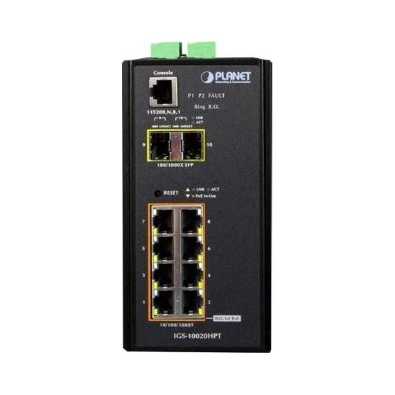 PLANET IGS-10020HPT - Switch - L2+ - Managed - 8 x 10/100/1000 (P