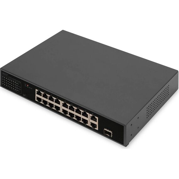 DIGITUS DN-95355 16-Port PoE Switch, 185W, 1U Rack