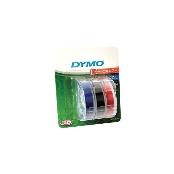 DYMO S0847750 3D Embossing Tape White on Red Blue Black 9mm x 3m 3-Pack
