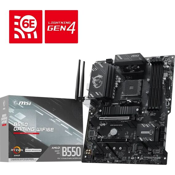 MSI B550 GAMING WIFI6E ATX AM4 Motherboard, Wi-Fi 6E