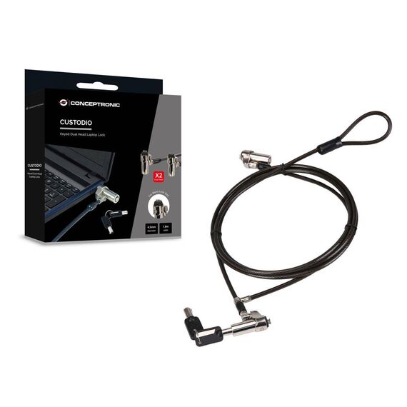 Conceptronic CUSTODIO02BNTM Dual Head Nano Slot Laptop Lock