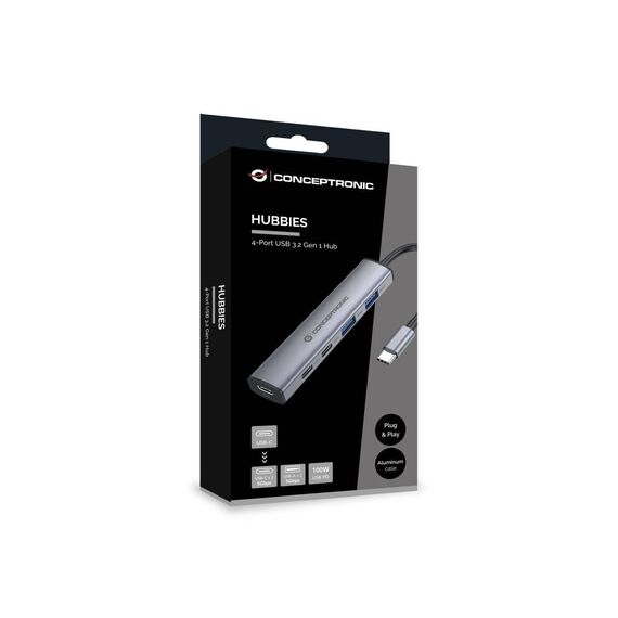 Conceptronic HUBBIES22G 4-Port USB-C Hub 5Gbps 100W PD
