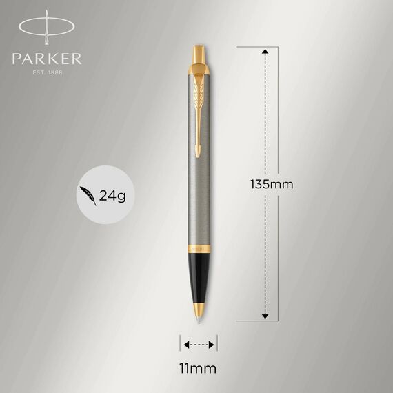 Parker 1931670 IM Ballpoint Brushed Metal Gold Trim