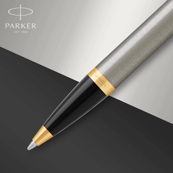 Parker 1931670 IM Ballpoint Brushed Metal Gold Trim