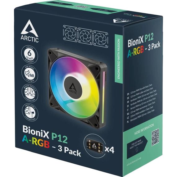 ARCTIC BioniX P12 A-RGB 120mm Fan Black 3-Pack