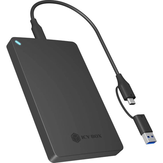 ICY BOX IB-201T-CU31 2.5 inch SATA HDD SSD Enclosure USB-C USB-A Black