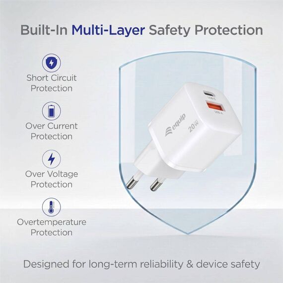 Equip 2-Port 20W GaN USB PD Charger, USB-C  (245526)