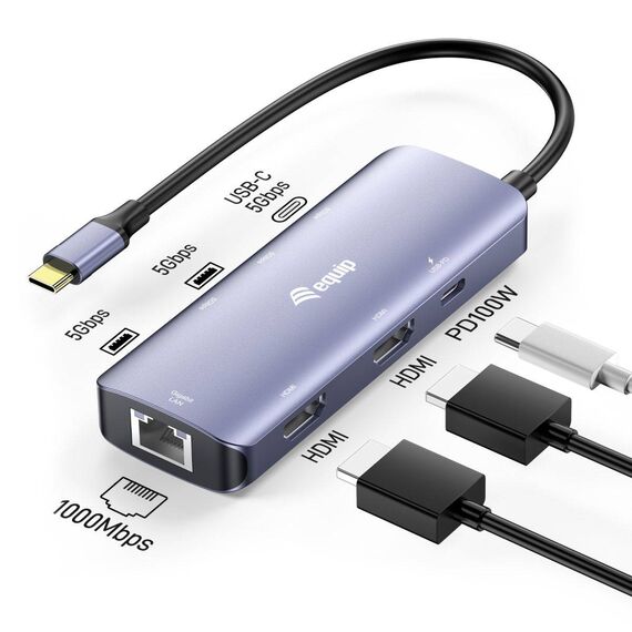 Equip USB-C 7-in-1 MST Multifunctional Adapter, Dual HDMI (133501)