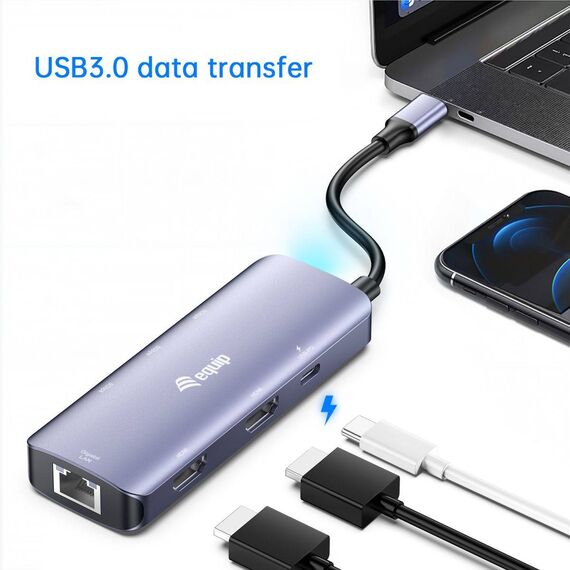 Equip USB-C 7-in-1 MST Multifunctional Adapter, Dual HDMI (133501)