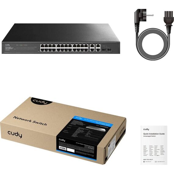Cudy Switch GS1028ES2 - 26 Ports - 26x GE (10/100/1000) - 2x Combo-SPF (GS1028ES2)