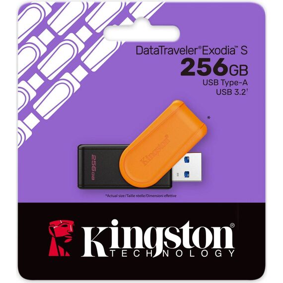 Kingston DataTraveler Exodia S 256GB USB 3.2 Flash Drive Black Orange