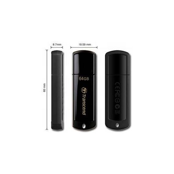 Transcend JetFlash 350 64GB USB 2.0 Flash Drive Black