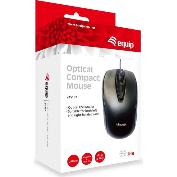 Equip 245107 USB Compact Mouse Black 1000 DPI