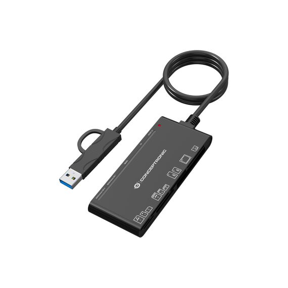 Conceptronic BIAN10B 7-in-1 USB-A USB-C Card Reader Black