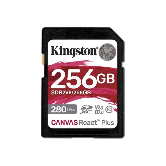 Kingston Canvas React Plus 256GB SDXC UHS-II V60 Memory Card