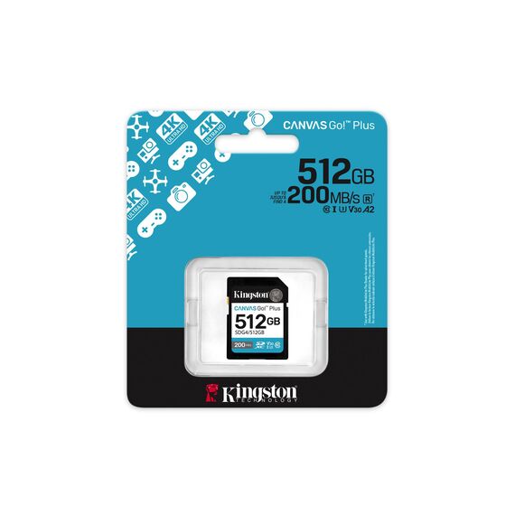 Kingston Canvas Go! Plus SDG4 512GB SDXC UHS-I U3 V30 Memory Card