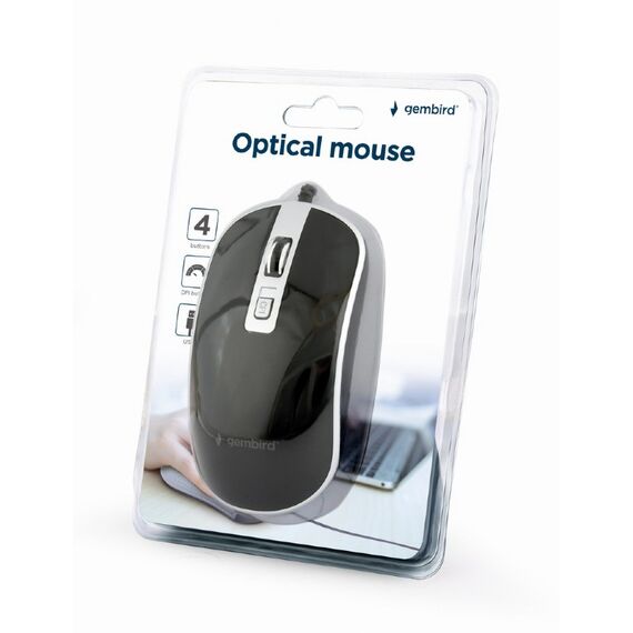 Gembird MUS-4B-06-BS Wired Optical USB Mouse Black Silver