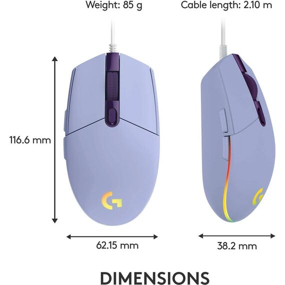 Logitech G102 LIGHTSYNC 910-005854 Gaming Mouse Lilac