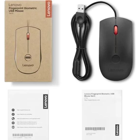 Lenovo Fingerprint Biometric USB Mouse Gen3 4Y51S24029 Black