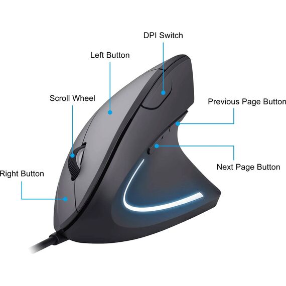 Equip 245118 Vertical Ergonomic Wired Mouse Black