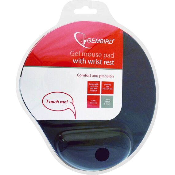 Gembird MP-GEL-BK Black Gel Mouse Pad with Wrist Support