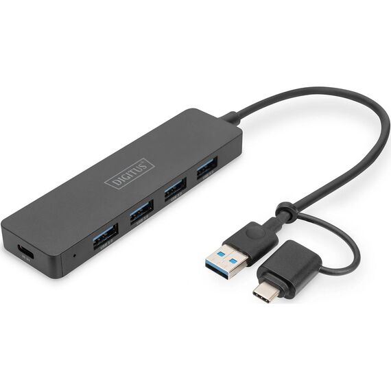 DIGITUS DA-70235 4-Port USB 3.0 Slim Hub Black