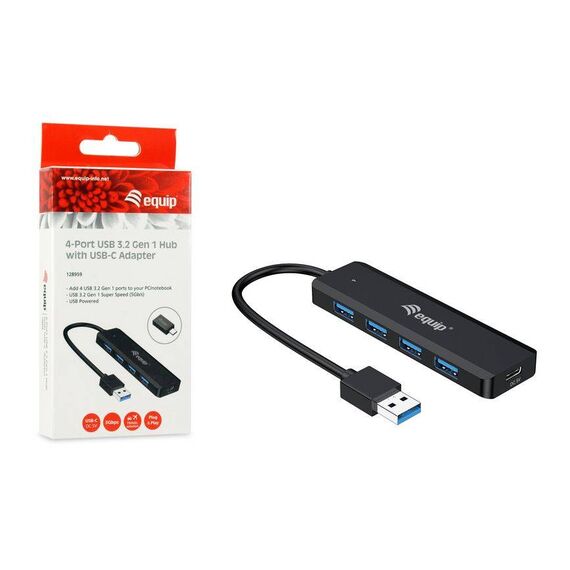 Equip 128959 4-Port USB 3.2 Gen 1 Hub Black