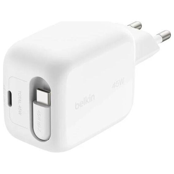 Belkin UltraCharge Retractable GaN Charger 45W White
