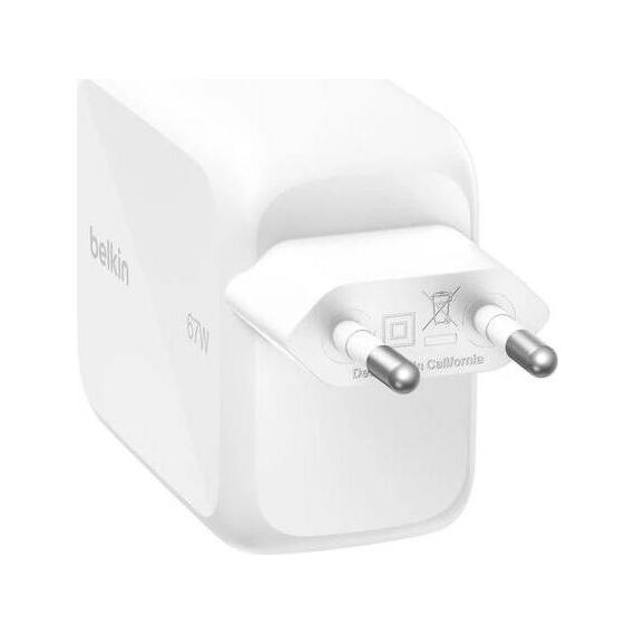 Belkin UltraCharge Retractable GaN Charger 67W White