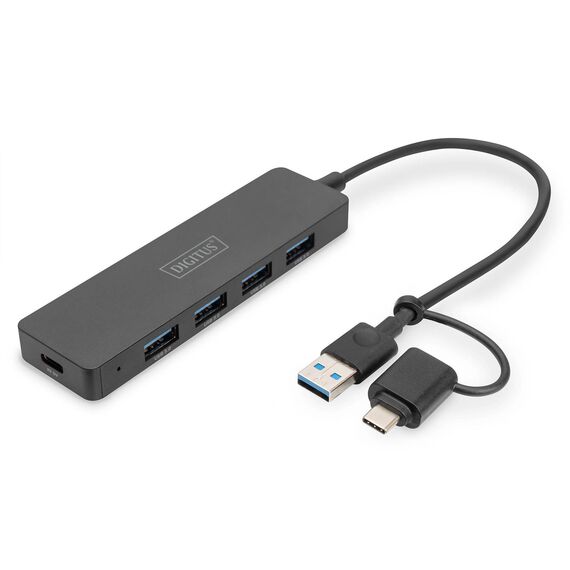 DIGITUS DA-70235 4-Port USB 3.0 Slim Hub Black
