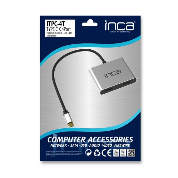 INCA Adapter ITPC-4 Typ C > 2xHDMI 4K30Hz,1xUSB-A,1xUSB-C (ITPC-4T)