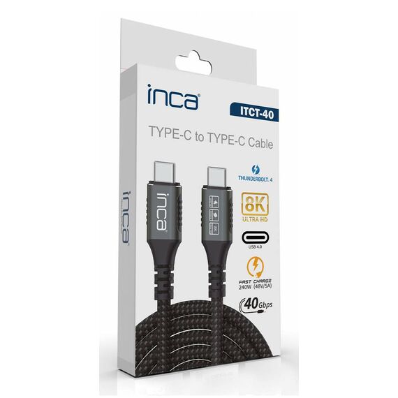 INCA ITCT-40 USB4 USB-C Cable 40Gbps 240W 8K 0.8m