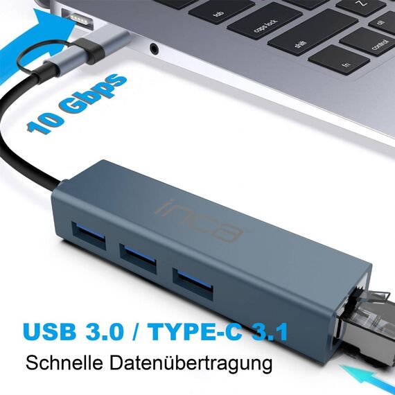 INCA Adapter IUTP-03TX Ethernet > USB und Typ-C 1000Mbit/s (IUTP-03TX)