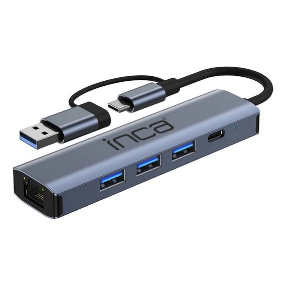 INCA IUTP-5T USB-C/A Hub 3x USB 3.0 Gigabit Ethernet