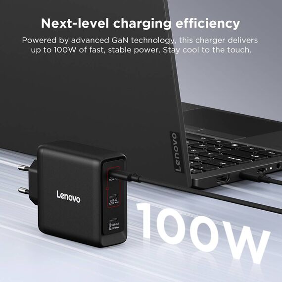 Lenovo 100W GaN USB-C Charger Black EU