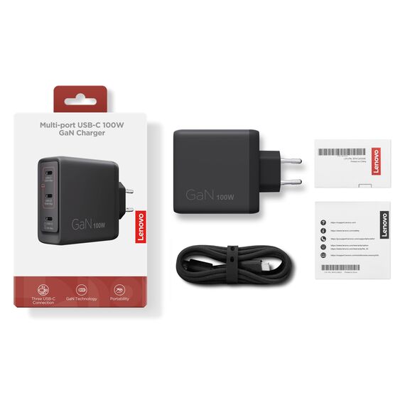 Lenovo 100W GaN USB-C Charger Black EU